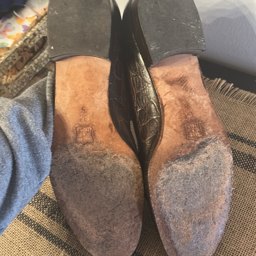 [SESTO MEUCCI] Brown Crocodile Pattern Loafers with Tassels - Size 9.5 - Picture 5 of 6